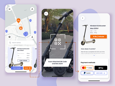 Scooter Rental APP Concept app challenge concept crowwwn daily design rental scooter scooter rental sharing ui userflow ux