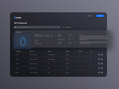 Bill of Materials option app automotive bill of materials calculations details flow gojs order list product builder ui web