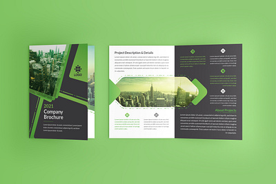 Corporate Green 16 Page Bi fold Brochure bifold brochure branding corporate identity design green vector illustration minimal vector