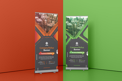 Corporate Red & Green Roll up stand banner banner branding design graphic design illustration logo minimal rollup stand vector xbanner