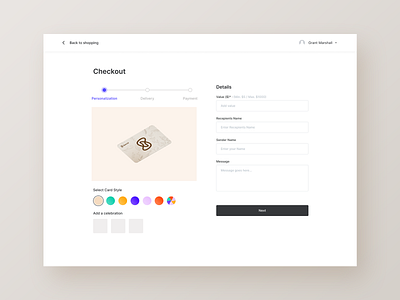 Gift Card adobe xd design landing page minimalist ui uiux user interface userinterface