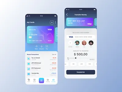 My Cards&Transfer Money Page color design graphic design mobile money superapp transaction transfermoney ui ux wallet