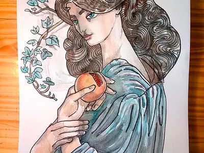 Proserpina acuarela drawthisinyourstyle illustration ink pre raphaelites proserpina sketch traditionaldrawing watercolour