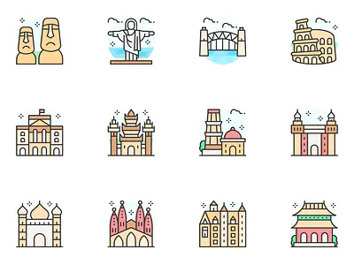 Monuments design icon icon set icons icons set illustration illustrator monuments user interface vector vectors