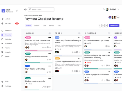 Task Management Dashboard design concept agency app branding dashboard design design edutech icon illustration logo saas typography ui ux vector website design