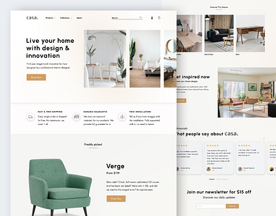 Casa. Furniture Store Website app brand branding client design ecommerce furniture graphic design home house landingpage logo onlinestore store typography ui ux vector web website