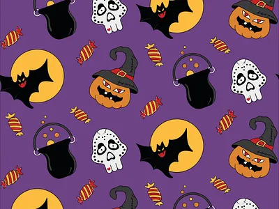 Halloween Creatures abstract pattern backdrops backgrounds design floral patterns illustration logo prints