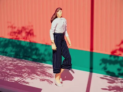 Summer Walking 3d aftereffects animation cartoon character clean design girl graphic illustration light minimalistic motion motion graphics nature simple simplicity summer ui