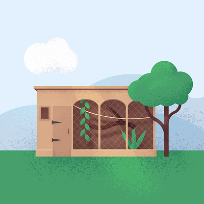 Aviary art aviary bird birds building cage coop design digital art digital painting geometric grain graphic design illustration lighting outdoors parrot shed texture wooden