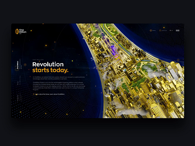 OneMillion - Ring 2.0 3d animation blockchain city crypto cryptocurrency future gold landing motion graphics token ui