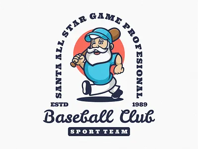 Santa Logo Mascot baseball cartoon design game graphic design icon illustration logo logodesign logoicon logomascot mascot nft santa santaclaus sport squad team vector vintage