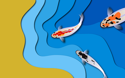Koi fish - paper cutout effect vector