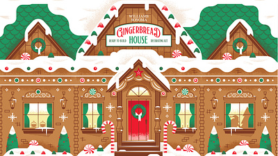 Williams Sonoma Gingerbread House Kit christmas house illustration santa snow