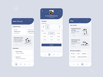 Dog health mobile app app blue design dog dog app dog health dog health app dog mobile app dogs illustration mobile design ui vet vet app vet mobile app