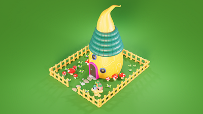 Mushroom House 3D 3d animation branding design graphic design illustration isometric isometric3d logo motion graphics web