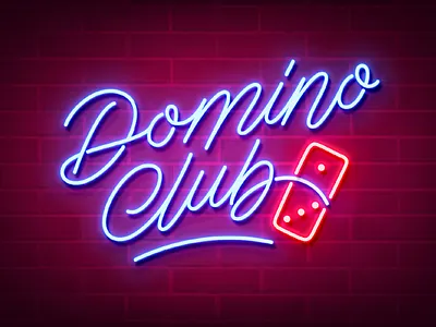 Domino Club bar logo branding customtype hand lettering lettering lettering logo logo logo design logotype neon light nightlife type typography vietnam