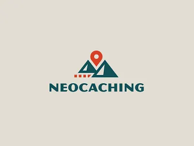 Neocaching logo explore logo map mountains trail