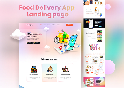 Food Delivery App Landing page agency apps design branding design figma fitness food food landing app furniture game health illustration landing page logo medical ui user experience user interface