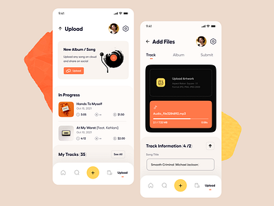 Upload Music app ui branding clean design illustration ios app mobile app mp3 music app product design recording typography ui ui kit ui ux upload song user experience ux