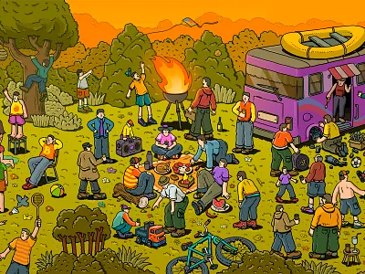 Fragment of a panoramic illustration for BURN ENERGY branding charachter charachter design design graphic illustration logo photoshop ui vector