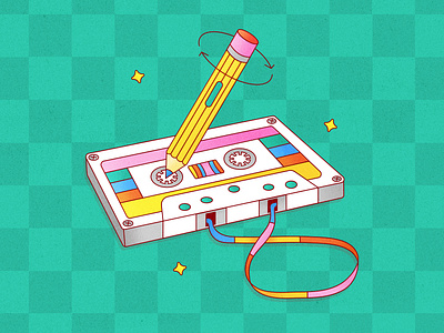 Peachtober 20: Sound cassette cassette tape colorful cool cute design flat graphic design icon illustration illustrator music music tape pencil sound tape texture vector vector design vector graphic