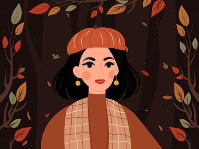 THE AUTUMN GIRL art artwork autumn design digital illustration flat girl character graphic design halloween illustration illustrator leaf october spooky vector