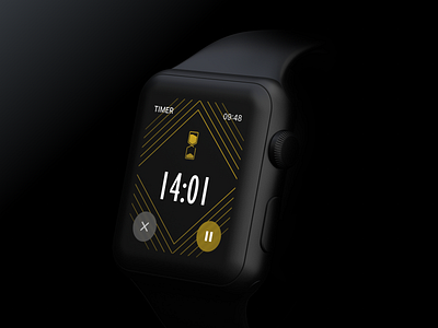 Smartwatch timer - UI Challenge app apple art artdeco challenge clock countdown daily ui dark theme deco golden lines smartwatch timer ui watch watchos