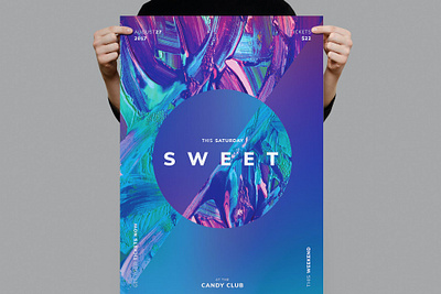 Sweet Flyer / Poster Template catalog clean club design digital editable flyer hipster illustration indesign magazine marble musik neon poster template print printable sweet template texture