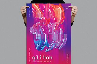 Glitch Flyer / Poster Template advertising catalog clean design event flyer glitch glitch flyer illustration indesign magazine marble music nightclub poster poster template print printable promotion template