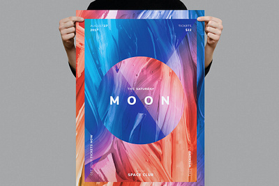 Moon Flyer / Poster Template acrylic bar catalog clean club design flyer flyer poster illustration indesign magazine marble moon musik neon nightclub poster print printable template