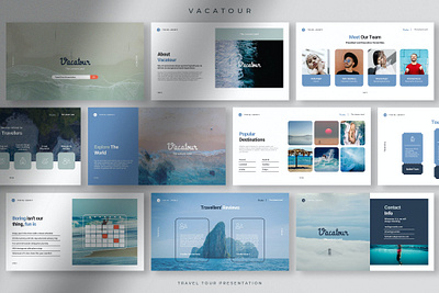 Vacatour - Professional Travel Tour abstract annual annual report branding concept creative design google slides illustration keynote multipurpose pitch deck powerpoint professional professional travel purpose report travel tour web development web maintance