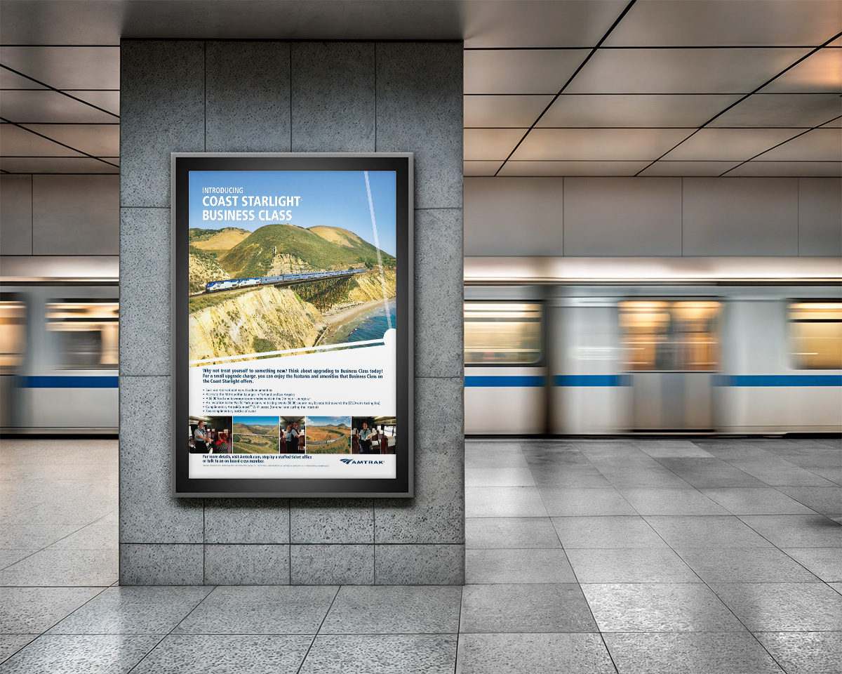 Amtrak Coast Starlight Business Class advertising amtrak graphic design marketing out of home point of purchase print design transportation typography