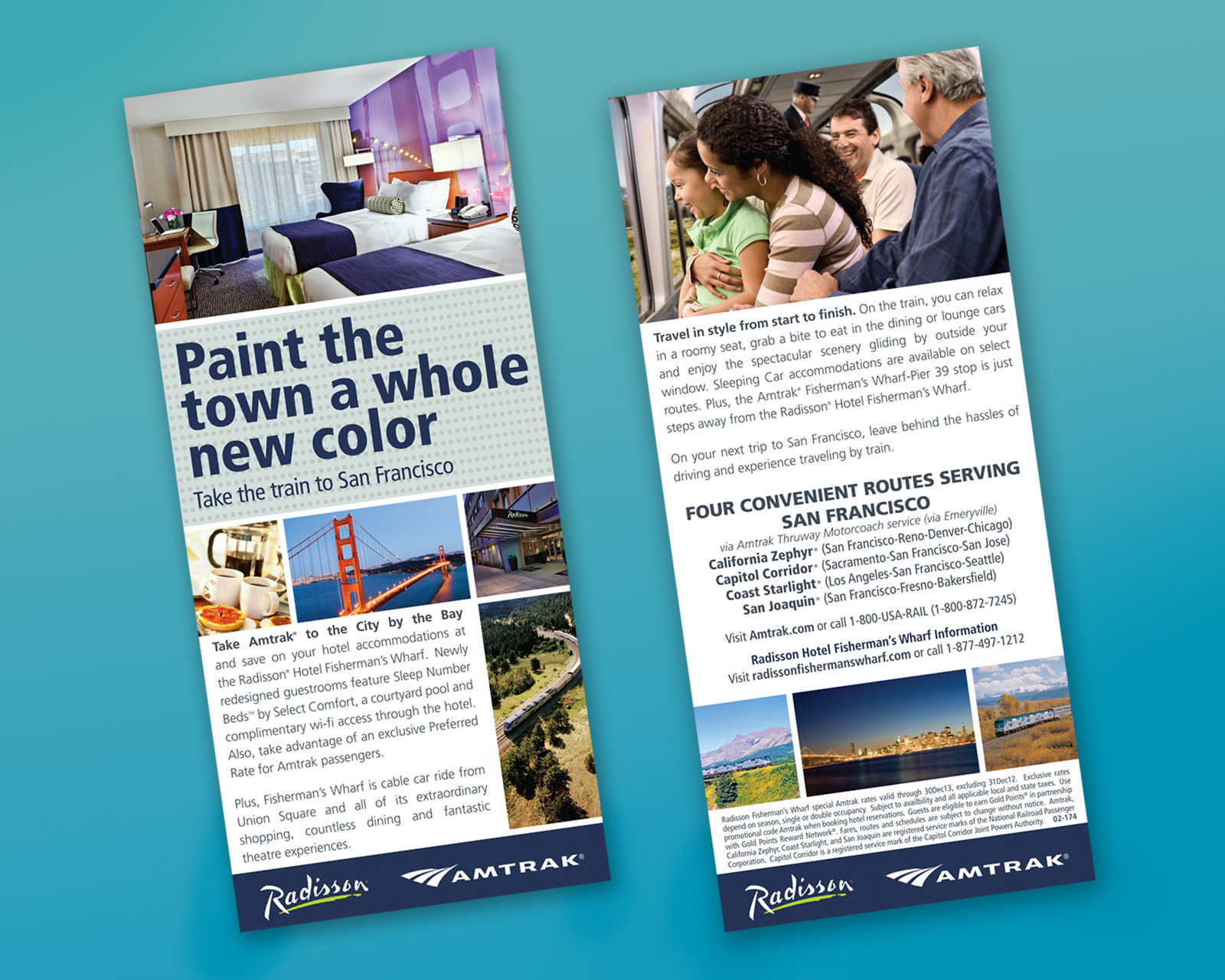 Amtrak + Radisson Hotel Partnership advertising amtrak graphic design marketing out of home point of purchase print design