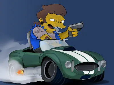 Headed to work automotive automotive art cars cobra design digital art digital illustration illustration simpsons snake vector