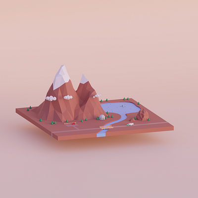 Lowpoly Outdoor Scene 3d blender lowpoly