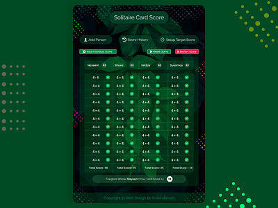 Solitaire Card Score app design ui ux web website