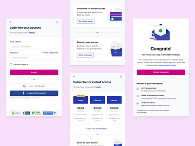 Checkout flow explorations checkout choice confirmation design illu illustration login options payment pricing registration signup subscription ui ux web