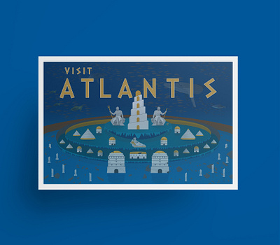 Atlantis travel poster ancient greece atlantis drawing greek illustration mythology poster poster design vector vector art