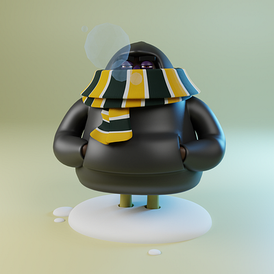 Waiting for the game 3d blender illustration low poly