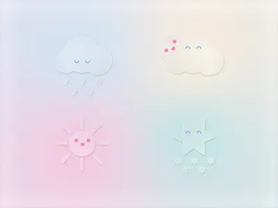Weather App adobe illustrator app branding case study cloud cute forecast glass glassmorphism gradient icon set icons illustration logo snow sun symbol warmup weather weeklywarmup