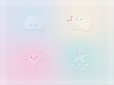 Weather App adobe illustrator app branding case study cloud cute forecast glass glassmorphism gradient icon set icons illustration logo snow sun symbol warmup weather weeklywarmup