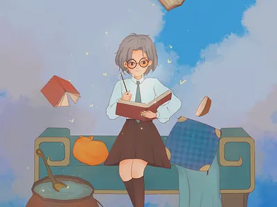 study magic in Harry potter design illustration magic
