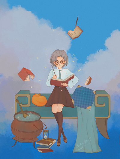 study magic in Harry potter design illustration magic