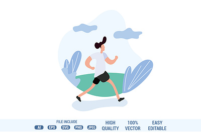 Run Man Flat Illustration shopping