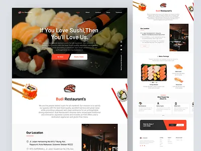 Restaurant Landing Page - Budi Restaurant food food delivery foodie header homepage landing page rest restaurant snacks store sushi uidesign web design website design