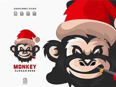 Monkey christmas animation branding design flat illustration logo monkey typography ui ux vector
