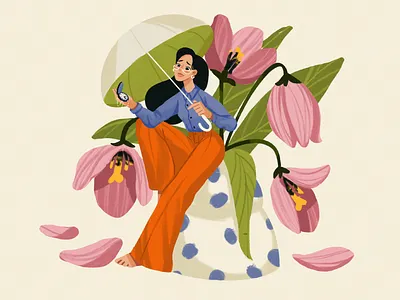 Bye Bye, Summer art autumn design design studio digital art digital illustration fall flowers graphic design illustration illustration art illustration artist illustration painting illustrator procreate seasons summer time watch woman