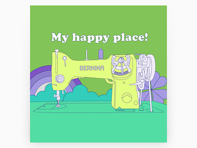 my happy place 1960s colorful cute design funky illustration retro