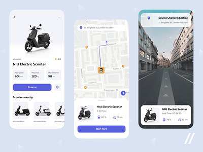 Scooter Rental App animation app booking design map marketplace mobile mvp online purrweb rent rental rental app scooter sharing startup transport ui ux