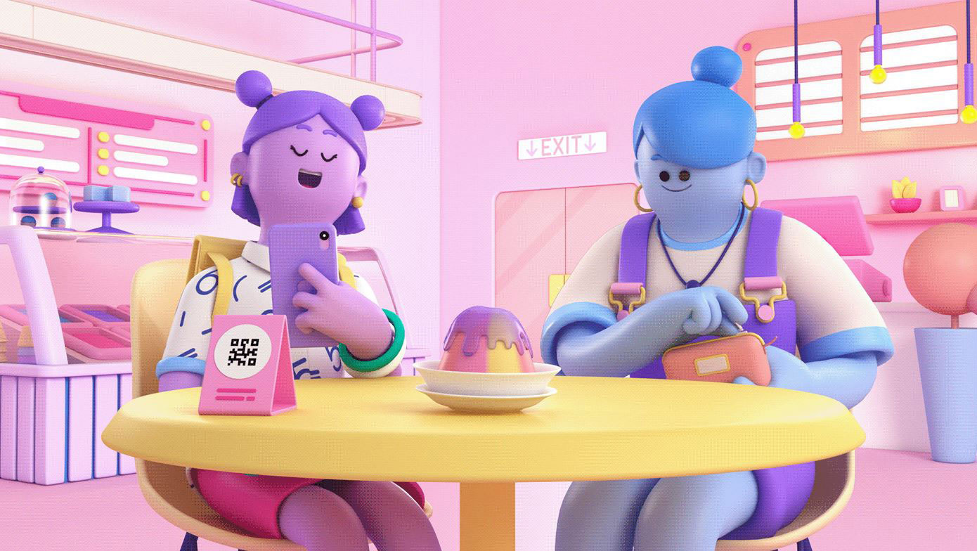 Digital wallet 3d app arcade studio character design digital folioart illustration